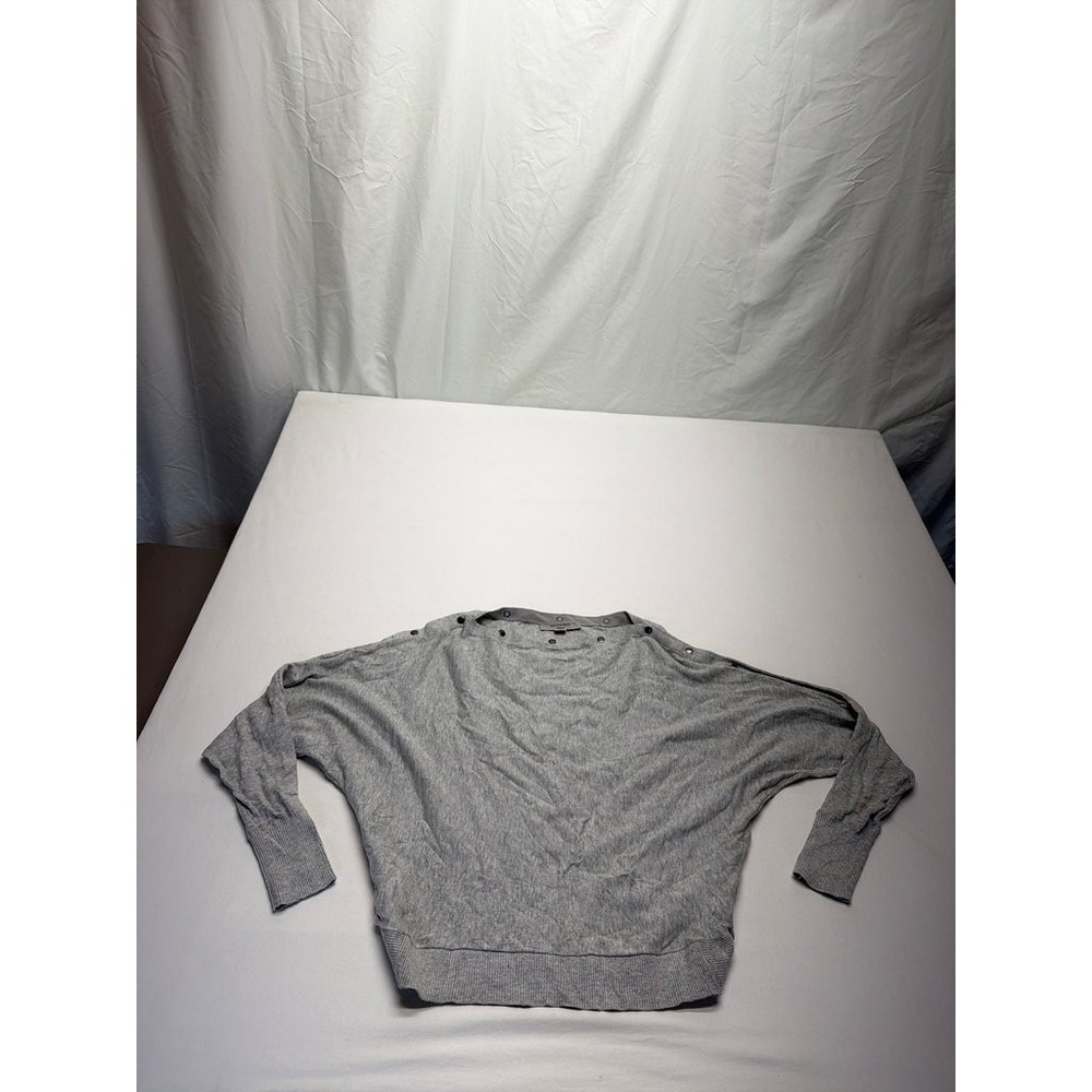 AllSaints Womens Grey Button Detail Cotton Sweater Size Small